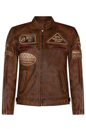 Infinity Leather Bräunen Herren Leder Biker Abzeichen, Rennen Motorradjacke 4XL von Infinity Leather