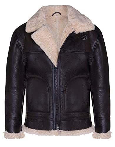 Infinity Leather Braune B3 Shearling Sheepskin WW2 Bomber Leder Fliegerjacke für Herren M von Infinity Leather