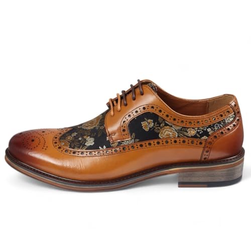 Infinity Leather Braune Herren-Brogue-Schuhe aus Leder mit Blumenmuster - Ross von Infinity Leather