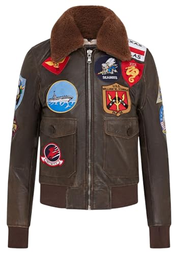 Infinity Leather Damen Braun Air Force A2 Flug Leder Schafsfell Kragen Bomberjacke von Infinity Leather