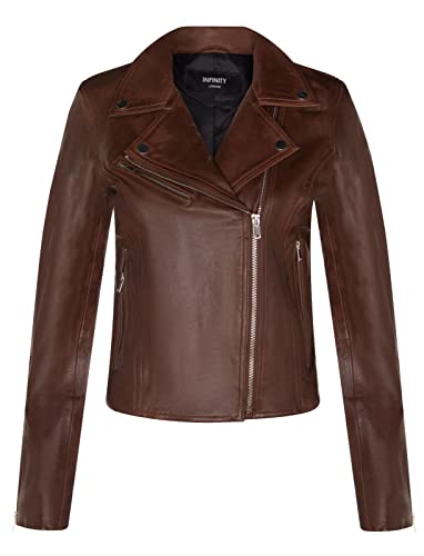 Infinity Leather Damen Braun Lederjacke Klassische Bikerjacke Aus Echtem Leder L von Infinity Leather