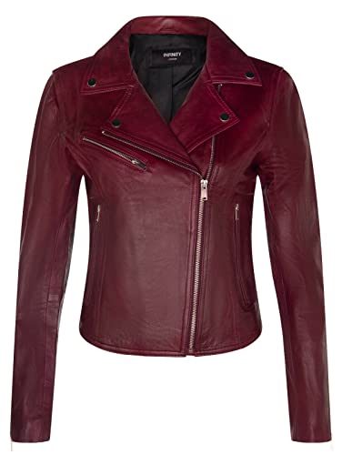 Infinity Leather Damen Burgund Lederjacke Klassische Bikerjacke Aus Echtem Leder M von Infinity Leather