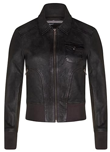Infinity Leather Damen Graues Leder MA-1 Varsity Bomberjacke M von Infinity Leather