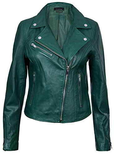 Infinity Leather Damen Grün Lederjacke Klassische Bikerjacke Aus Echtem Leder S von Infinity Leather