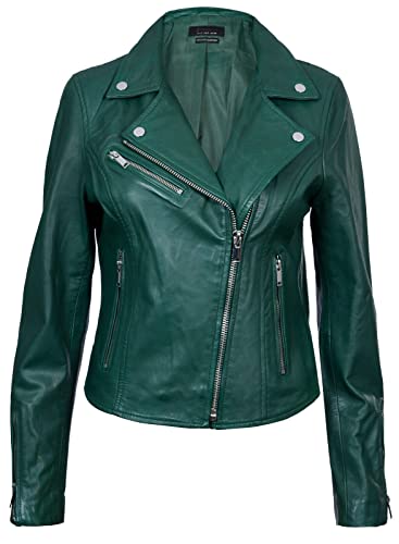 Infinity Leather Damen Grün Lederjacke Klassische Bikerjacke Aus Echtem Leder XS von Infinity Leather