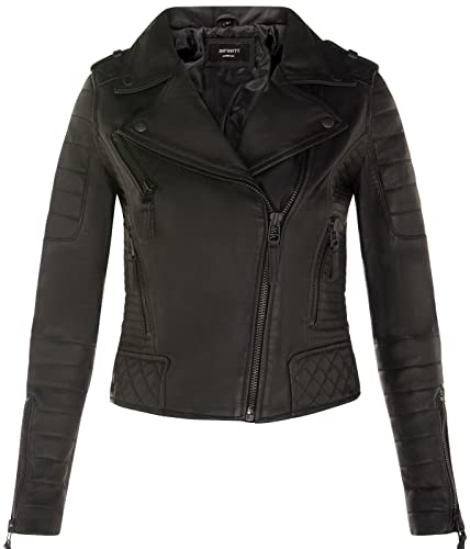 Infinity Leather Damen Leder Bikerjacke, Gesteppte, Mattschwarze, Echte Lammnappa Modejacke 2XL Infinity Leather Damen Leder Bikerjacke, Gesteppte, Mattschwarze, Echte Lammnappa Modejacke 2XL von Infinity Leather