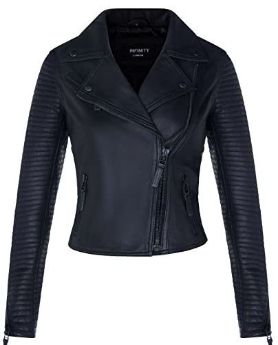 Infinity Leather Damen Leder Bikerjacke, Gesteppte, Mattschwarze, Echte Lammnappa Modejacke XS Infinity Leather Damen Leder Bikerjacke, Gesteppte, Mattschwarze, Echte Lammnappa Modejacke XS von Infinity Leather