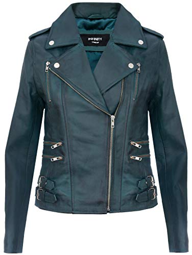 Infinity Leather Damen Retro Grün 100% Nappaleder Bikerjacke S von Infinity Leather