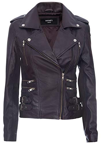 Infinity Leather Damen Retro Lila 100% Nappaleder Bikerjacke L von Infinity Leather