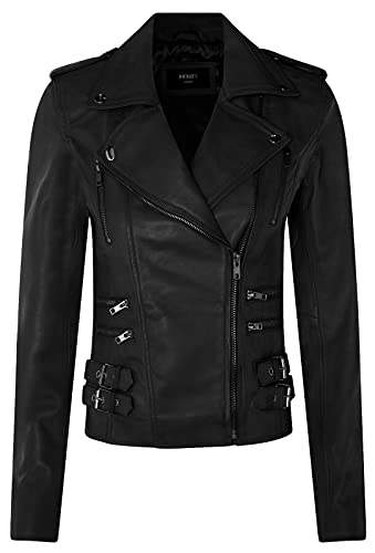 Infinity Leather Damen Retro Mattschwarz 100% Nappaleder Bikerjacke 2XL von Infinity Leather