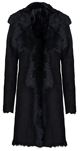 Infinity Leather Damen Schwarz Damen Echt Toscana Schaffell Leder Wildleder Jacke Trenchcoat S von Infinity Leather