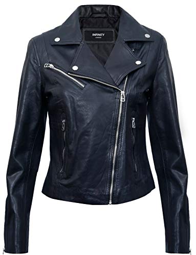 Infinity Leather Damen Schwarz Echtes Leder Ausgestattet Motorradfahrer Reißverschluss Mode Jacke M von Infinity Leather