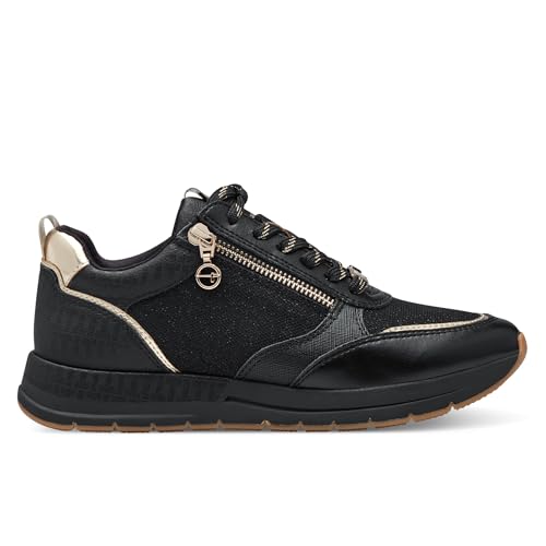 Infinity Leather Damen Schwarz Gold Mode Schnürschuhe mit Reißverschluss Infinity Leather Damen Schwarz Gold Mode Schnürschuhe mit Reißverschluss von Infinity Leather