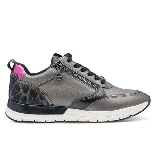 Infinity Leather Damen Sneaker mit Schnürung und Reißverschluss, Zinn, Silber, Rosa Infinity Leather Damen Sneaker mit Schnürung und Reißverschluss, Zinn, Silber, Rosa von Infinity Leather