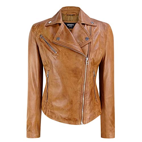 Infinity Leather Damenjacke 100% Echtleder Retro Brando Stil Biker Design Weiches Nappa Leder von Infinity Leather