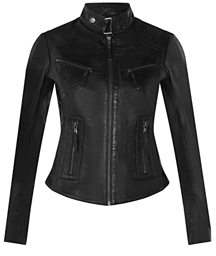 Infinity Leather Damenjacke 100% Echtleder Slim Fit Klassischer Ausschnitt Schwarz 5XL von Infinity Leather