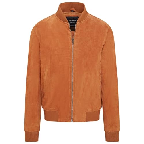 Infinity Leather Hellbraune MA-1-Uni-Bomberjacke aus weichem Ziegenwildleder für Herren von Infinity Leather