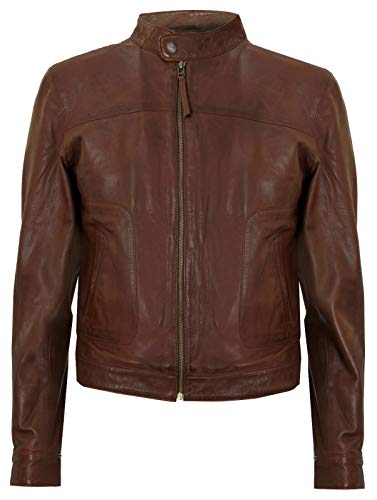 Infinity Leather Herren Ausgestattet Braun Echt Weich Aus Echtem Leder Klassische Kragenjacke Harrington S von Infinity Leather