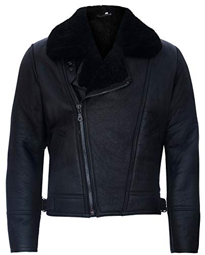 Infinity Leather Herren Aviator Cross Zip Shearling Schaffell Schwarz Lederjacke L von Infinity Leather