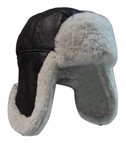 Infinity Leather Herren B3 Creme Flieger Schaffell B-55 WW2 Fliegend Hut L von Infinity Leather