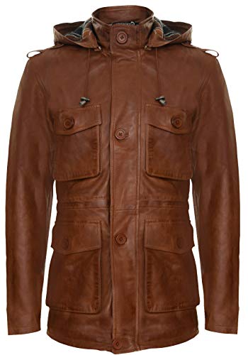Infinity Leather Herren Bräunen Kapuzenleder Mehrere Taschen Duffle Regenmantel Mit Kordelzug 3XL Infinity Leather Herren Bräunen Kapuzenleder Mehrere Taschen Duffle Regenmantel Mit Kordelzug 3XL von Infinity Leather