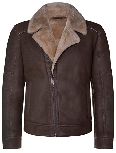 Infinity Leather Herren Bräunen Lammfell Leder Bikerjacke Shearling Aviator Gezippt B3 von Infinity Leather