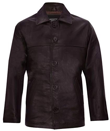 Infinity Leather Herren Braun 100% Leder Braun Motorradfahrer Jacke Beiläufig Mit Reißverschluss Gesteppte Rennen 4XL von Infinity Leather