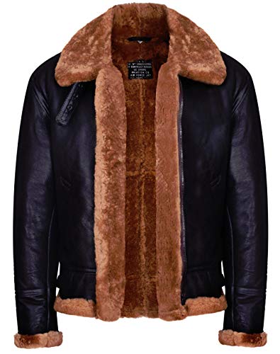 Infinity Leather Herren Braun B3 Shearling Schaffell WW 2 Bomber Leder 4XL von Infinity Leather