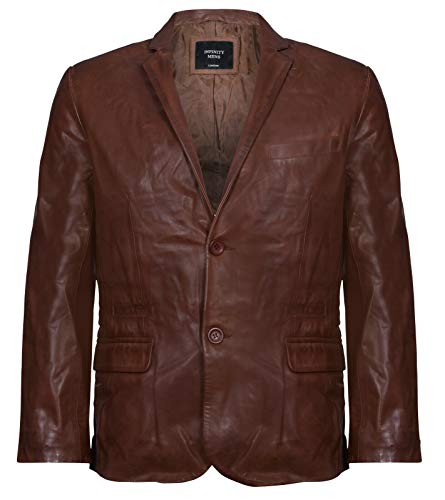 Infinity Leather Herren Braun Echtes Leder Blazer Weiche Echte Italienische Ausgestattet Jacke Mantel 3XL von Infinity Leather