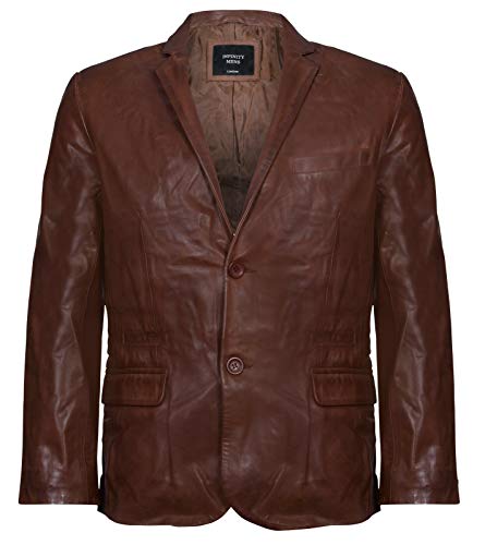 Herren Braun Echtes Leder Blazer Weiche Echte Italienische Ausgestattet Jacke Mantel L von Infinity Leather