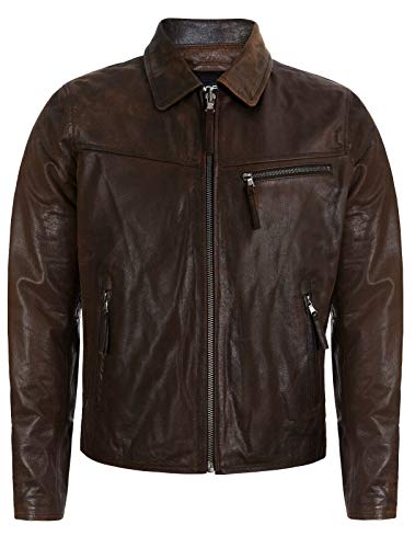 Infinity Leather Herrenjacke 100% Echtleder Braun Echtes Weiches Nappaleder Klassischer Kragen 4XL von Infinity Leather