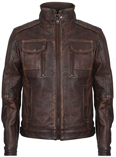 Infinity Leather Herren Braun Rennfahrer Jahrgang100% Leder Bikerjacke Distressed Motorrad XL von Infinity Leather