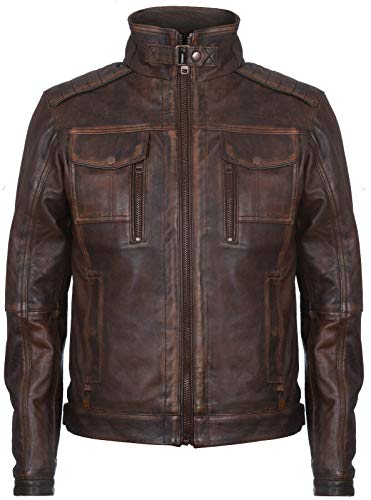 Infinity Leather Herren Braun Rennfahrer Jahrgang100% Leder Bikerjacke Distressed Motorrad XS von Infinity Leather