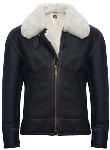 Infinity Leather Herren Braun Sahne B3 Shearling Schaffell WW 2 Bomber Leder Jacke 3XL von Infinity Leather