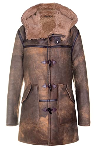 Infinity Leather Herren Dufflecoat aus Antikbraunem Schaffell-Leder, Neuer Winter, Echtes Lammfell von Infinity Leather