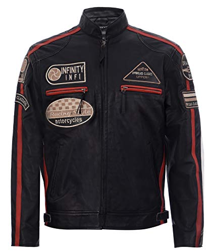 Infinity Leather Herren Echt Weich Rennen Schwarze Nappa Leder Motorradfahrer Jacke 3XL von Infinity Leather