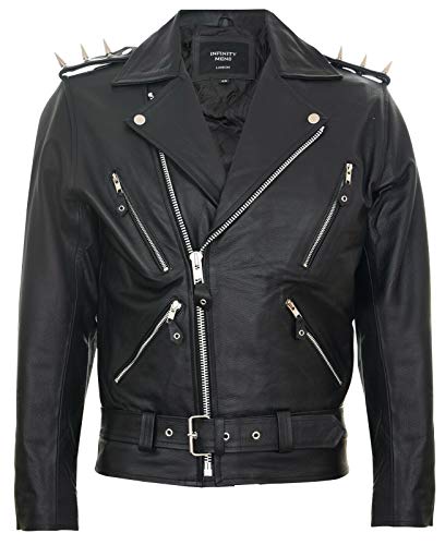 Infinity Leather Herren Fringe Ghostrider Kuhfell Leder Brando Schwarz Tassled Motorradjacke 4XL von Infinity Leather