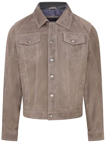 Infinity Leather Herren Jeansjacke aus Ziegenwildleder, Trucker, lässiges Denim-Lederhemd von Infinity Leather