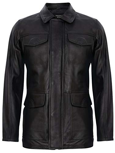 Infinity Leather Herren Klassisch Schwarz Echtes Leder Safari Parker Graben Jacke S von Infinity Leather