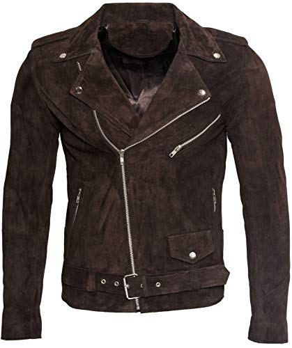 Infinity Leather Herren Klassische Brando Lässige Braune Wildleder Radfahrer 2XL von Infinity Leather