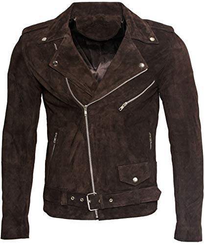 Infinity Leather Herren Klassische Brando Lässige Braune Wildleder Radfahrer M von Infinity Leather