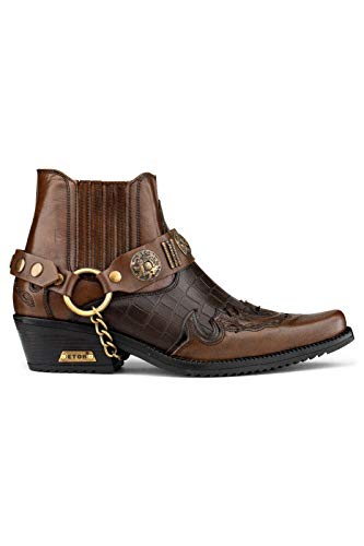 Infinity Leather Herren Leder Goth Braun Schuhe Winklepickers Cuban Rock Motorradfahrer Punk Western Stiefel 42 von Infinity Leather