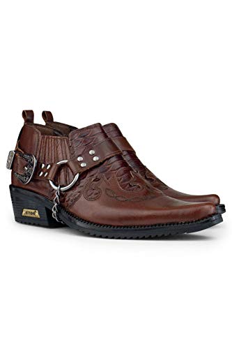 Infinity Leather Herren Leder Goth Braun Schuhe Winklepickers Cuban Rock Motorradfahrer Punk Western Stiefel 43 von Infinity Leather