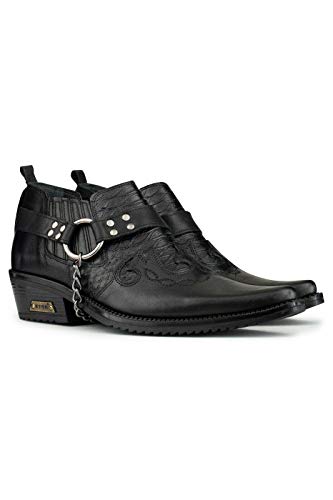 Infinity Leather Herren Leder Goth Schwarz Schuhe Winklepickers Cuban Rock Motorradfahrer Punk Western Stiefel 40 von Infinity Leather