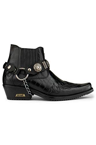 Infinity Leather Herren Leder Goth Schwarz Schuhe Winklepickers Cuban Rock Motorradfahrer Punk Western Stiefel 40 von Infinity Leather