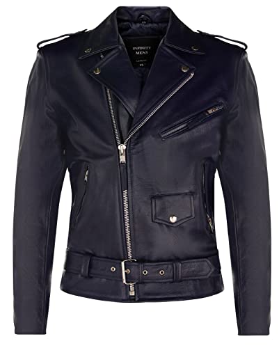 Infinity Leather Herren Leder Navy Blau Brando Motorradfahrer Rock Motorrad Kuhfell L Infinity Leather Herren Leder Navy Blau Brando Motorradfahrer Rock Motorrad Kuhfell L von Infinity Leather