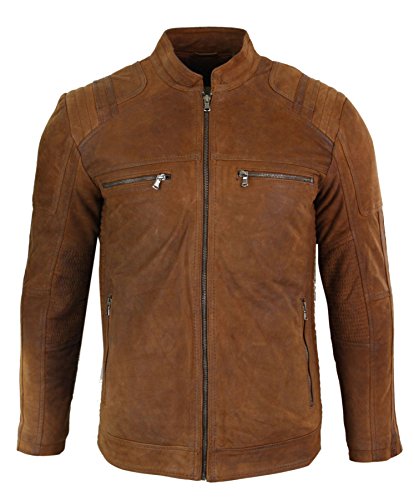 Infinity Leather Herren Lederjacke 100% Echtleder Braun Retro Vintage Design Biker Stil von Infinity Leather