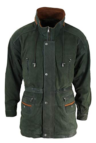 Infinity Leather Herren Lederjacke 100% Echtleder Safari Design Parka Jacke 3/4 Länge Klassisch von Infinity Leather