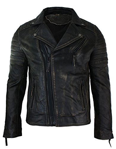 Infinity Leather Herren Lederjacke 100% Echtleder Schwarz Brando Retro Vintage Design von Infinity Leather