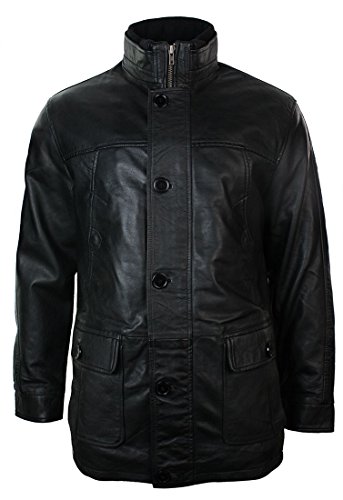 Infinity Leather Herren Lederjacke 100% Echtleder Schwarz Braun Militär Armee Stil Stehkragen Reißverschluss Knopfleiste von Infinity Leather